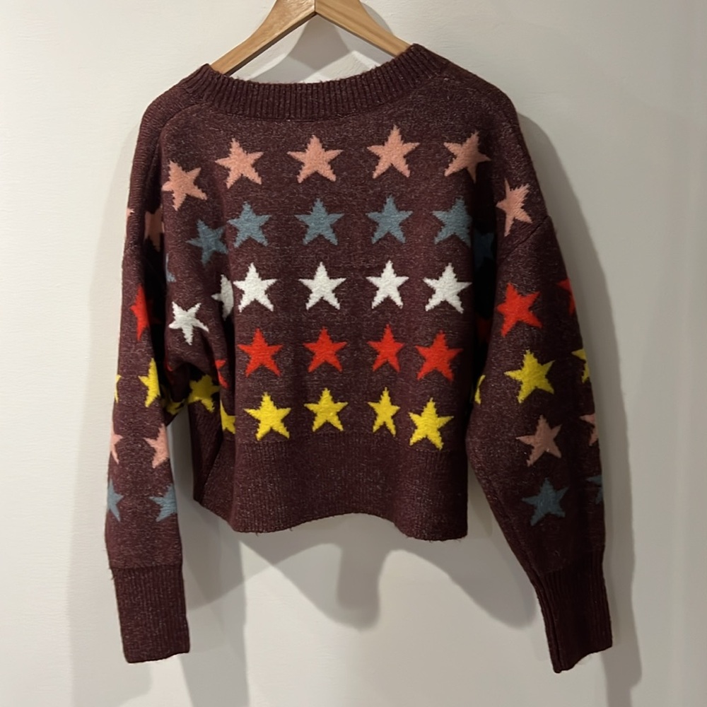 WILDFOX  Couture Rainbow Star Elektra Knit Sweater Crushed Berry size small NWT - Picture 7 of 9
